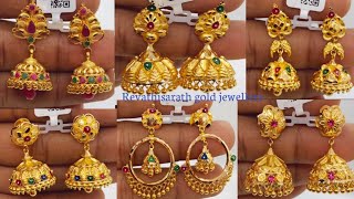 latest gold earrings designs with weight and pricegold buttalu designssimple gold earrings [upl. by Akitan]