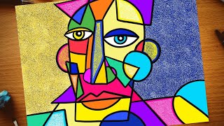 Cubism Picasso inspired portrait  Cubism art lesson for kids  How to draw Cubism face drawing [upl. by Frodine]