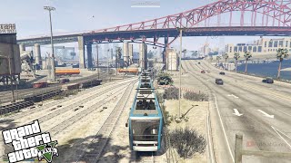 New Train running at Dock Route  Grand Theft Auto V [upl. by Nylimaj]