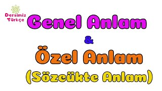 Genel ve Özel Anlamlı Sözcükler Sözcükte Anlam [upl. by Ongineb]