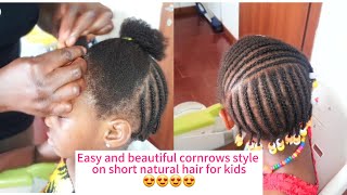 Easy and quick cornrows styles for kidstoddlers Natural hairstyles beautiful cornrows [upl. by Lenehc579]