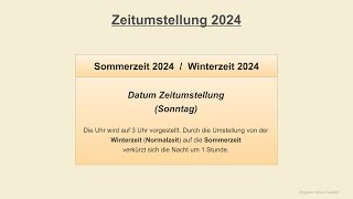 Zeitumstellung 2024  Sommerzeit 2024  Winterzeit 2024 [upl. by Ramirolg450]