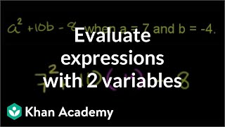 Example Evaluating expressions with 2 variables  Algebra I  Khan Academy [upl. by Ellenaej]