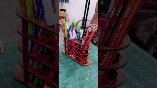 How to make Laser Cut Pen Holder  Pencil Organizer  Pen Holder  Office Desk Organizer [upl. by Bo962]