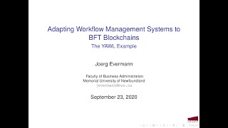 Workflow Management on Blockchain Infrastrature  The YAWL Example [upl. by Ecniuq894]