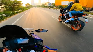 R15 V4 vs KTM RC 200 vs R15 V3 DRAG RACE [upl. by Eelanej]