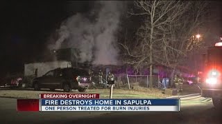 Home destroyed by early morning fire in Sapulpa [upl. by Nodearb254]