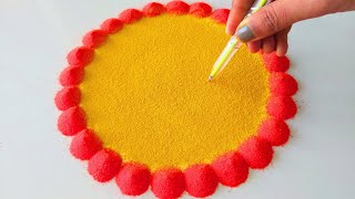 Diwali Easy Simple Rangoli design  इस दिवाली पर बनाये सुन्दर रंगोली  Diwali Rangoli with Trick [upl. by Aneris412]