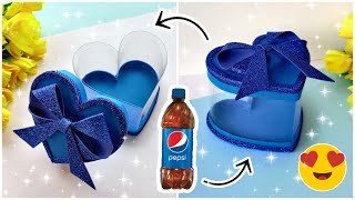 DIY HEART GIFT BOX MADE OUT OF PLASTIC BOTTLE  CHOCOLATE BOX  HANDMADE GIFT BOX IDEAS [upl. by Irehs436]