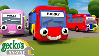 5 Rainbow Buses Part 2  Baby Truck  Geckos Garage  Kids Songs [upl. by Starlene]