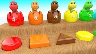 Learning Shapes amp Colors with Dinosaur Cartoon Color Surprise Eggs 3D Kids Toddler Educational Video [upl. by Maril]