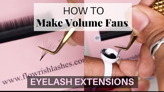 HOW TO MAKE A VOLUME FAN Shimmy Method Tutorial EYELASH EXTENSIONS [upl. by Ailec561]