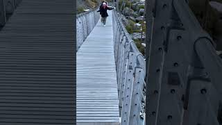 Beautiful river flows on top of the first swing bridge Mt Cook mountcook mtcook travel mountains [upl. by Nimzaj751]