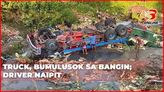 Truck bumulusok sa bangin driver naipit [upl. by Ahsiemac]