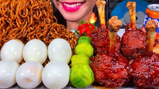 ASMR BLACK BEAN NOODLES SOFT BOILED EGGS CHICKEN LOLLIPOP MASSIVE Eating Sounds [upl. by Thorr]