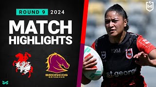 NRLW 2024  Dragons v Broncos  Match Highlights [upl. by Bakki]