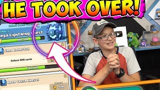 MY SON TAKES OVER and OPENS HIS MEGA LIGHTNING CHEST in CLASH ROYALE [upl. by Aivato484]