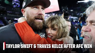 Travis Kelce amp Taylor Swift celebrate on field after Chiefs win AFC title ❤️  NFL on ESPN [upl. by Portingale36]