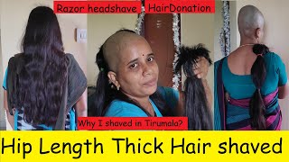 Thick amp Long Hip length hair lady HEADSHAVE  Hairdonation  மொட்டை  Razor shave  Smooth headshave [upl. by Anoek]