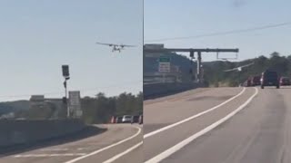 Video shows small plane hovering above I25 between Denver and Colorado Springs before crash [upl. by Ver97]