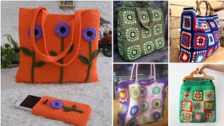 Beautiful granny crochet 🧶 fancy baghandbagtote bag design ideas [upl. by Thurlough]