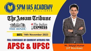 NewspaperAnalysis  14th November 2023  SPM IAS Academy  APSC and UPSC Coaching [upl. by Ellehcil]