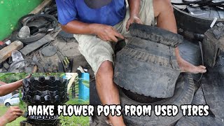 making flower pots from used tires [upl. by Ham]