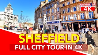 SHEFFIELD England  Full Tour of Sheffield City Centre in England  filmed in 4K [upl. by Collimore]