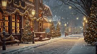 Cozy Holiday Jazz 🎄 Warm Café Vibes amp Snowy Christmas Town Streets 🌙 Perfect for Relaxing Ambience [upl. by Phira]