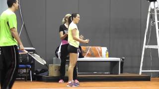 Jelena Jankovic warming up session  Porsche Tennis Grand Prix 2013 [upl. by Nehepts480]