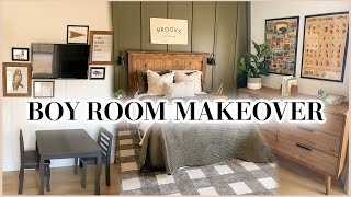 BOY ROOM MAKEOVER 2023  BOARD AND BATTEN VINTAGE DECOR amp LEGO STORAGE IDEAS [upl. by Nolak805]