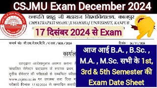 CSJMU December exam CSJMU Exam Date Sheet 2024  CSJMU 1st 3rd amp 5th semester exam date sheet 2024 [upl. by Alida]