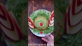 Fruit Art Semi Finale  Cantaloupe Flower with Apple Wings  Babe in the Kitchen [upl. by Pansir]