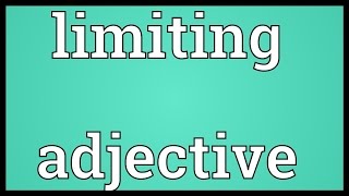 Limiting adjective Meaning [upl. by Adym302]