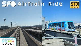 ⁴ᴷ⁶⁰ San Francisco International Airport  SFO AirTrain Ride  Blue Line [upl. by Leruj]