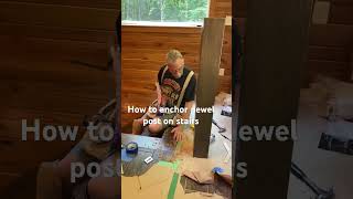 How To Anchor Newel Post On Stair carpenter carpentry woodworking youtube youtubeshorts [upl. by Nikolos]