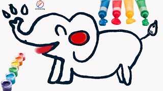 Elephant Drawing Painting Colouring for kids Toddlers Art Drawing [upl. by Jule]