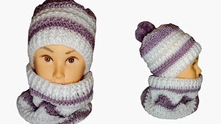 bonnet snood crochet facile bien chaud 😊crochet crochetlove diy handmade [upl. by Vevay]