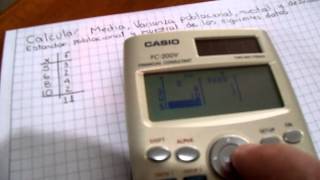 Calcular Media Varianza y Desviación Estándar con calculadora CASIO FC  200V [upl. by Riobard]