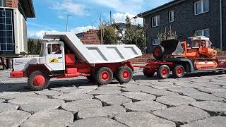 Langendorf Tieflader Deutz Laderaupe DL 1300 und Magirus 310 D Muldenkipper Abtransport der Raupe [upl. by Ellevehs]