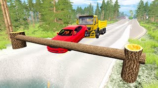 Amazing BeamNG Video Cars vs Log Trap BeamNG Drive [upl. by Colton]