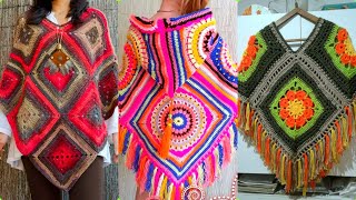 Fabulous And Trendy Ladies Poncho Patterns Crochet Granny Patterns [upl. by Eiltan]