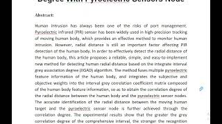 Human Motion Recognition Based on Integrate Interval Grey Association Degree With Pyroelectric Senso [upl. by Sinylg]