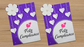 Tarjeta de cumpleaños hecha a mano 🤍 Idea de tarjeta de cumpleaños Beautiful Handmade Birthday card [upl. by Bremer]