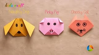 DIY Origami Animal Faces  Kids Craft [upl. by Arotak]