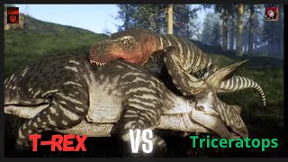 Path of Titans Trex vs Trike [upl. by Anayet]