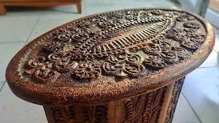 Abandoned BEAUTY Carved coffee table restoration [upl. by Jala555]