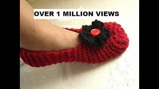 Knitted slippers for beginners free knitting video for unisex slippers for men or women [upl. by Readus981]