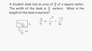 Fraction Division  Finding Unknown Side Of Rectangle [upl. by Anahsohs357]