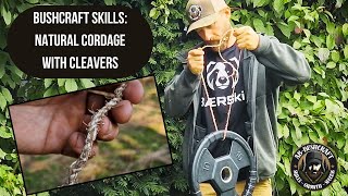 Bushcraft skills with Bærskin  Natural Cordage from cleavers [upl. by Ogden]